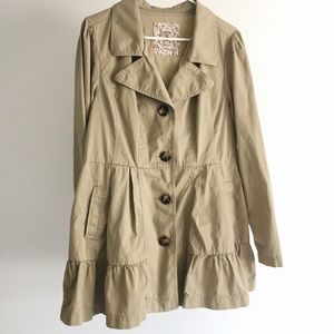 Tan Cotton Short Trench Coat